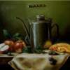 Metal Kettle With Apples - Oil On Canvas Paintings - By Jozi Mesaros, Realism Painting Artist