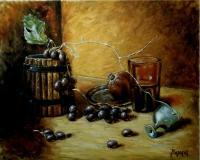 Still Life With Fruits - Oil On Canvas Paintings - By Jozi Mesaros, Realism Painting Artist