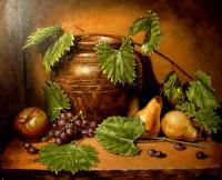 Confit Pot With Fruits - Oil On Canvas Paintings - By Jozi Mesaros, Realism Painting Artist