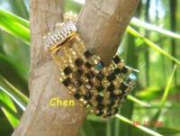Black  Gold Party Bracelet - Waving Beads Jewelry - By Chen Z, Fashion Jewelry Artist