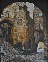 Cityscape - Saint Montant - Oil On Canvas 60 X 80 Cm
