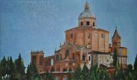 Cityscape - San Luca - Italy - - Oil On Canvas - 60 X 30 Cm