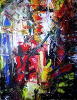 Oops  A Red Finger - Acrylic On Canvas - 40 X 50 Cm Paintings - By Massimo Franzoni, Abstract Painting Artist