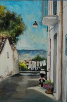 Via Custoza And My Scooter - Acrylic Paintings - By Anne Parker, Self Taught Painting Artist