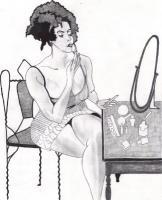 Absorbed - A Woman And Her Thoughts - Pencil  Paper Drawings - By Nova B, Nova B Creation Drawing Artist