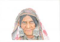 Indian Woman - Colored Pencils Drawings - By Fatima Jaffery, Realism Drawing Artist