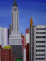 Chryslar Building Nyc - Acrylic On Canvas Paintings - By Michael Piscatelli, Realism Painting Artist