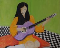 Forms Of Expression - Girl With Guitar - Acrylic On Canvas