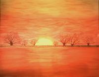 Sunset - Acrylic On Heavy Paper Paintings - By Michael Piscatelli, Nature Painting Artist