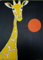 Baby Giraffe - Acrylic On Canvas Paintings - By Michael Piscatelli, Nature Painting Artist