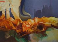 Orchidee    Cranedor - Canvas Giclee Paintings - By Rupert Crossley, Realisme Painting Artist