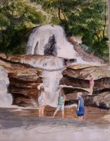 Waterfall - Watercolor Paintings - By Theresa Van Eck, Realistic Painting Artist