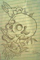 Skull-N-Rose - Shading Pencilsprisma Colors Drawings - By Davian Story, Random Drawing Artist
