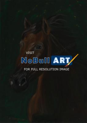 Oil Paintings On Velvet - Horse Portrait On Green Velvet - Oil Colour On Velvet