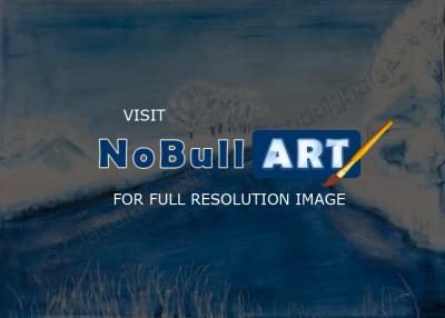 Oil Paintings On Velvet - Landscape In Winter - Oil Colour On Velvet