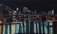 New Yorks Brooklyn Bridge - Oil Colour On Canvas Paintings - By Claudia Luethi Alias Abdelghafar, Realistic Painting Artist