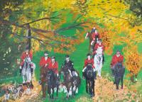 Hunting Scene - Oil Colour On Canvas Paintings - By Claudia Luethi Alias Abdelghafar, Realistic Painting Artist