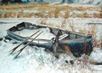 Paintings - Winter Boat - Oil Paints