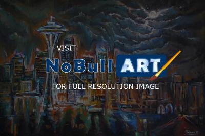 Paintings - Seattle Night - Oil Paints