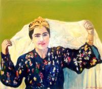 Uzbek Girl - Oil On Canvas Paintings - By Margalit Feldbaum, Portrait Painting Artist