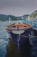 Boat On The Lago Di Iseo - Akrilyc On Streched Canvas Paintings - By Robert Keseru, Realism Painting Artist