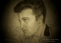Celebrity Portraits - Young Elvis Profile Pose - Pencil