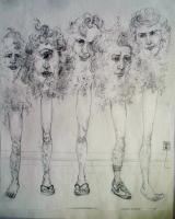 Group Posing - Pencil Drawings - By Marlene Despres, Expressions Drawing Artist