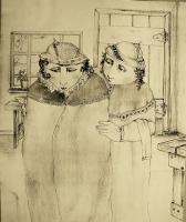Quiet Couple - Pencil Drawings - By Marlene Despres, Original Expression Drawing Artist