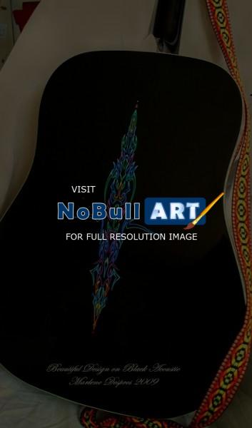 Personal Collection - Pinstriping Design On Guitar - Oil Based Enamel Paint