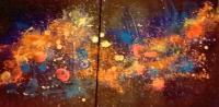 Astrology Fireworks - Acrylic With Metallic Wash Ove Paintings - By N Feyer, Abstract Painting Artist