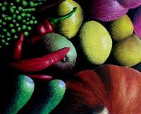 Mixed Produce - Acrylic Pastel Color Pencil Mixed Media - By Brittany Skillern, Realism Mixed Media Artist