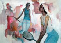 Tennis Players - Acrylics Paintings - By Iman Agayev, Figurative Painting Artist