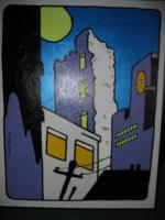 Darkness On The Edge Of Town - Acrylic Paintings - By Teddy Mileski, Pop Art Punk Art Painting Artist