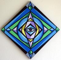 Abstract Geometric - Big Sister Is Watching You - Acrylic On Canvas