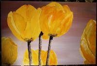 Yellow Tulips - Acrylics On Canvas Paintings - By Melvern Young, Abstract Painting Artist