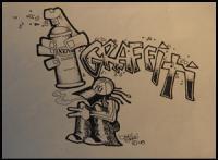 Graffiti - Pen  Ink On Paper Drawings - By Bradford Beauchamp, Visual Caffeine Drawing Artist