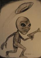 Alien - Charcoal Drawings - By Bradford Beauchamp, Visual Caffeine Drawing Artist