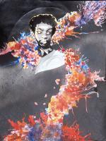 Dragon Of Flowers Nina Simone - Water Colorspray Paint Paintings - By Eric Hornsby, Funky Painting Artist