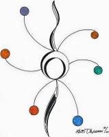 Juggling Man 2 - Pen And Ink Colored Marker And Drawings - By Laura Thykeson, Abstract Minimalism Drawing Artist
