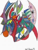 Kris Thykeson Abstracts - Samurai Swords - Pen And Ink Colored Marker And