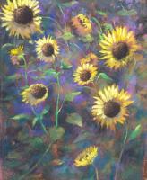 Sunflowers - Pastel Paintings - By Howard Scherer, Impressionistic Painting Artist