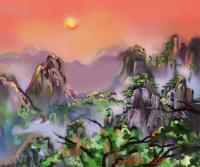 China Sunset - Corel Painter Digital - By Mark Givens, Digital Painting Digital Artist