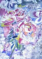 Roses - Acrilic Paintings - By Karen Steel, Surrealism Painting Artist