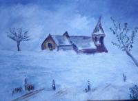 A Winters Scene - Acrilic Paintings - By Karen Steel, Realistic Painting Artist