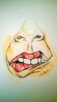Bite My Lip - Pencil  Paper Drawings - By Sarah Pacheco, Modern Sketch Drawing Artist