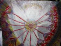 Angellic Wheel Of Fireopen Heart Chakra - Acrylic Paintings - By Sandy Davis, Folk Painting Artist
