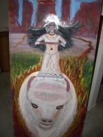 The White Buffalo Calf Woman Rides 2012 - Acrylic Paintings - By Sandy Davis, Folk Painting Artist