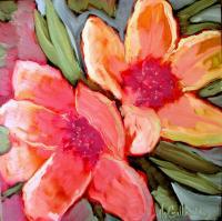 Warm Azaleas - Oil On Museum Quality Flat Pan Paintings - By Helen Gallaway, Painterly Painting Artist