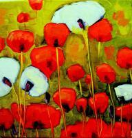 Field Of Poppies - Oil On Canvas Paintings - By Helen Gallaway, Painterly Painting Artist