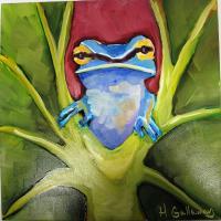 Animals - Turquoise Frog - Oil On Museum Quality Flat Pan
